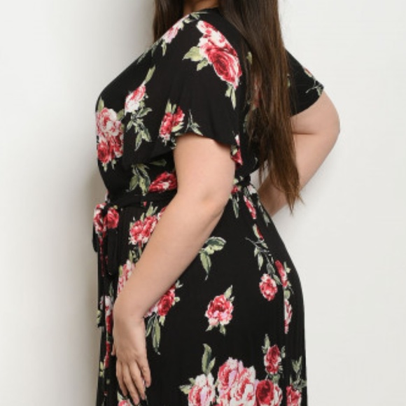 FLORAL BLACK MAXI DRESS - Picture 3 of 6